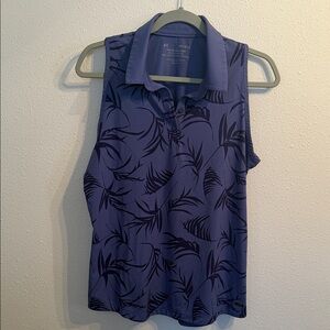 Women's Blue Leaf Print Sleeveless Polo UnderArmour